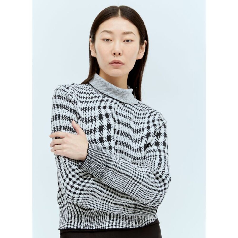 Burberry Monochrome Houndstooth Turtleneck Sweater